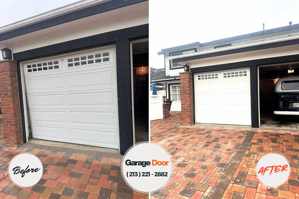 Before and after: garage door repair Cayuga Heights, NY